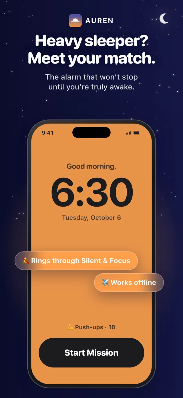 Auren Alarm screenshot: Heavy sleeper? Meet your match